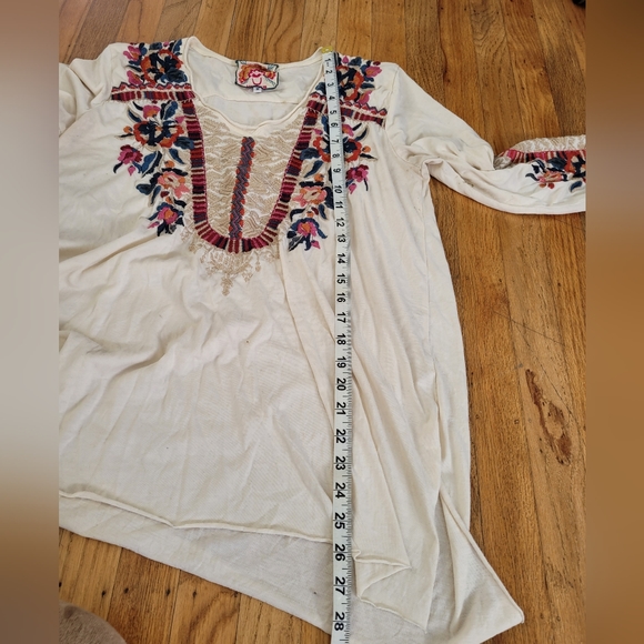 Johnny Was Embroidered Pullover Long-Sleeve Tunic Top 3/4 Sleeve Size M - Picture 8 of 10